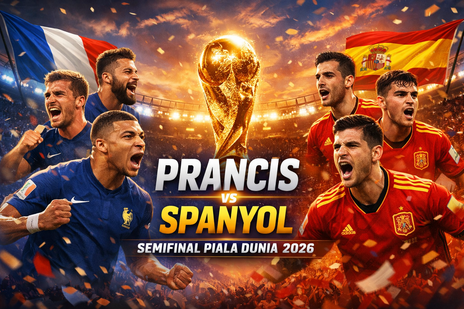 Dini Hari Ini Pukul 02.00 WIB Prancis vs Spanyol Siap Adu Kekuatan di Semifinal Piala Dunia 2026 – Streaming Terbaik Ada di Jalalive